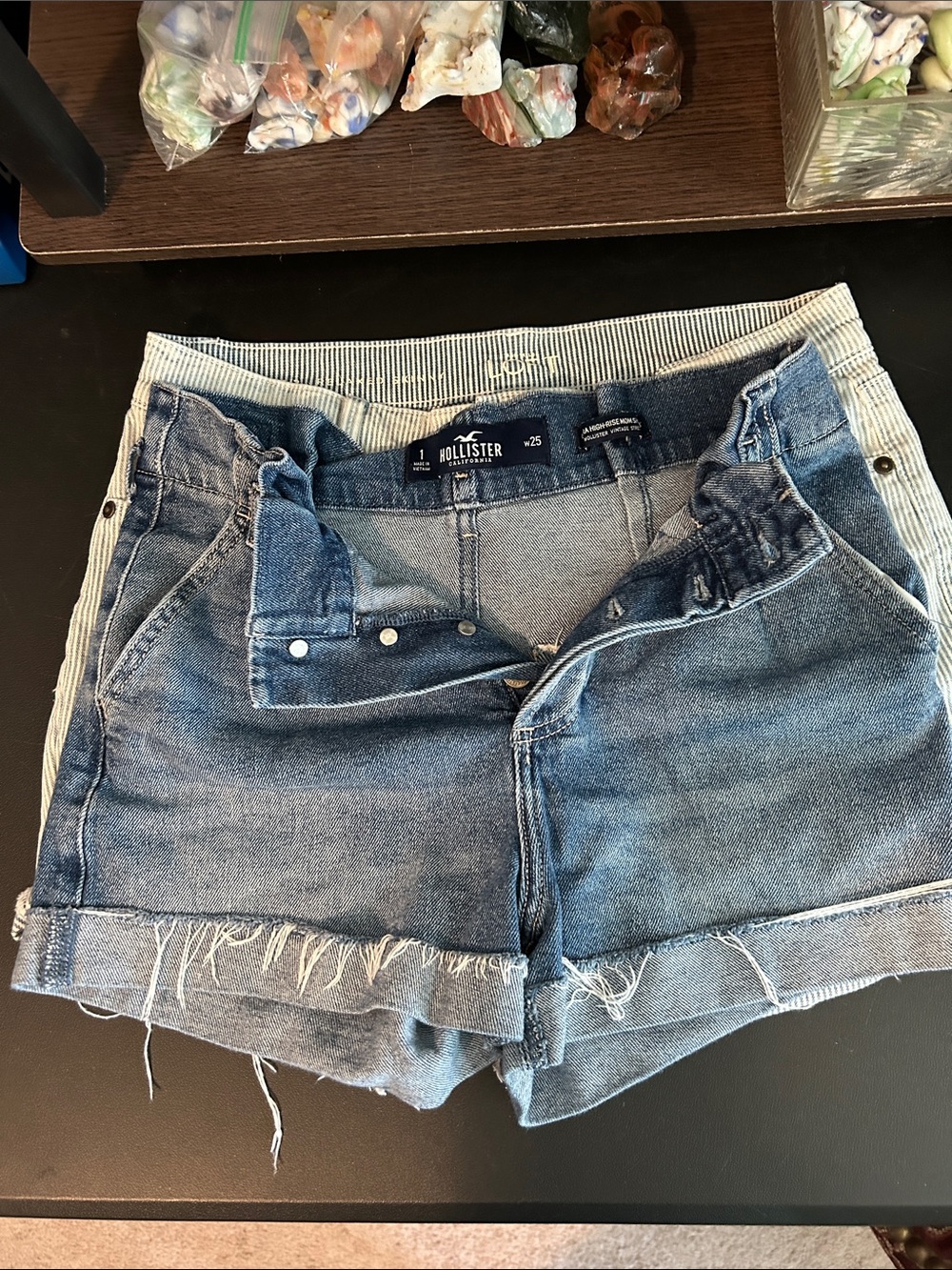 Hollister Women's Frayed Hem Shorts Blue Wash and Loft Relaxed Skinny Shorts